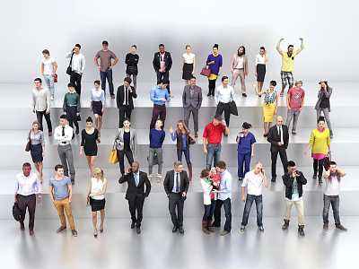 Modern European and American character multiplayer combination 3d model