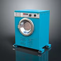 Blue Front Load Washing Machine With Control Panel And Circular Door