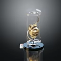 Golden Heart Model Medical Device With Glass Dome And Black Base
