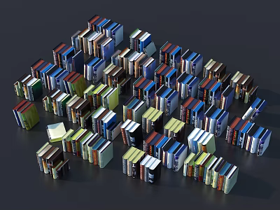 Colorful Stacked Books And Magazines With Vibrant Covers Arranged Together 3d model