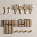 Wooden Hooks with Rabbit Ear Design Minimalist Rectangular and Round Small Shapes for Home Decor