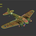 Vintage Military Airplane Model With Camouflage Paint Detailed Wings Propellers And Classic Design