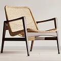 Modern Woven Leisure Chair with Dark Wooden Frame and Comfortable Natural Minimalist Design