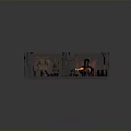 Cartoon Scene of Cozy Wooden Cabin Interior With Stairs Bookshelf Fireplace and Table