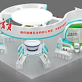 Ben Yue Exhibition Booth With White Blue Design Red Logo Screen And Healthy Food