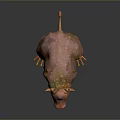 Mythical Fantasy Game Movie Character With Pink Orange Skin Bumpy Texture Horns And Tail