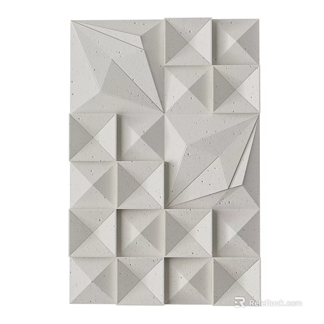 3D Geometric Wall Decor with Triangular and Square Shapes in Light Gray 3d model 