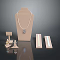 Stylish Fashion Accessories Including Necklace Earrings And Bracelets On Display Stand
