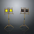 Portable Work Lights With Tripod Stands Yellow Panels And Metal Frames 3d model
