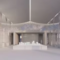 Modern Sales Office Interior With Geometric Wall Decor And Elegant Lighting Design