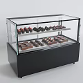 Display Showcase Shelf with Transparent Glass Door and Layered Shelves for Desserts Chocolates Cupcakes