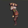 Cartoon Clown Character With Striped Hat White Beard Colorful Diamond Pattern Outfit And Pink Shoes