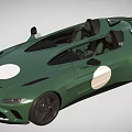 Green Convertible Sports Car With Sleek Design White Circular Decals And Black Wheels
