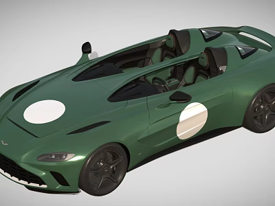 Green Convertible Sports Car With Sleek Design White Circular Decals And Black Wheels 3d model