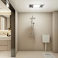 Modern Bathroom Interior Design With Tiled Walls Shower Vanity Mirror And Toilet