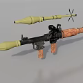 Military Rocket Launcher With Wooden Grip Rocket Projectile And Six Blade Fins