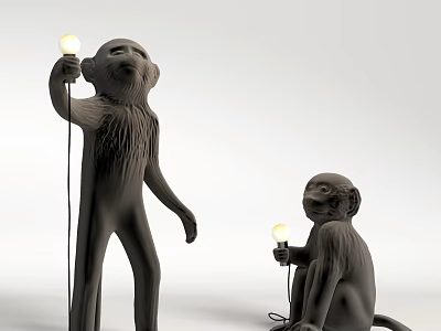 Minimalist Monkey Shaped Floor Lamp with Standing and Sitting Designs 3d model