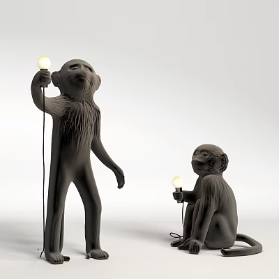 Minimalist Monkey Shaped Floor Lamp with Standing and Sitting Designs 3d model