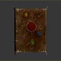 Ancient Leather Book with Colorful Gemstones and Intricate Metal Decorations on Cover