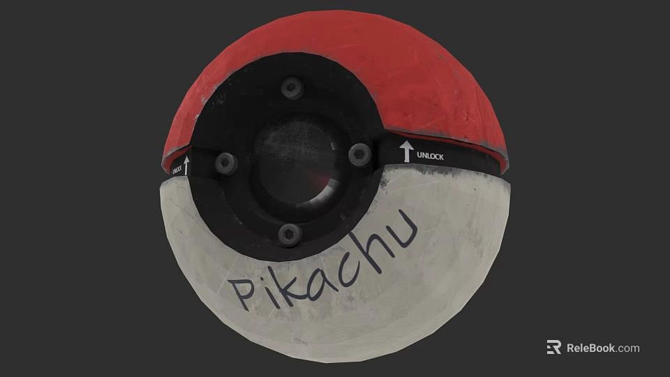 Pokeball Design Featuring Pikachu Text Red White Sections With Hello Arrow 3d model