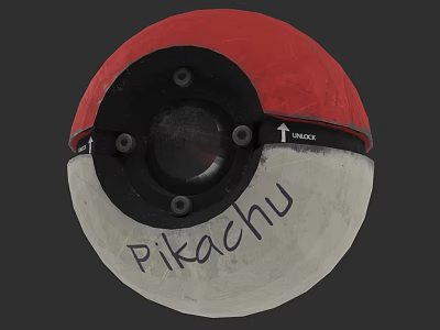 Pokeball Design Featuring Pikachu Text Red White Sections With Hello Arrow 3d model