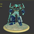 Circular Display Stand Furniture With Red Blue Robot Model Decoration