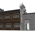 Traditional Ancient Building With Wooden Windows Brick Wall And Classic Roof Design