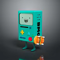 Turquoise Cartoon Style Computer Device With Smiling Face Screen Colorful Buttons BMO Text And Legs