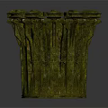 Cylindrical Architectural Structure With Green Moss Covered Textured Surface And Circular Top Platform
