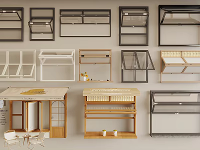 Various Stylish Shelves In Different Designs And Materials For Storage 3d model