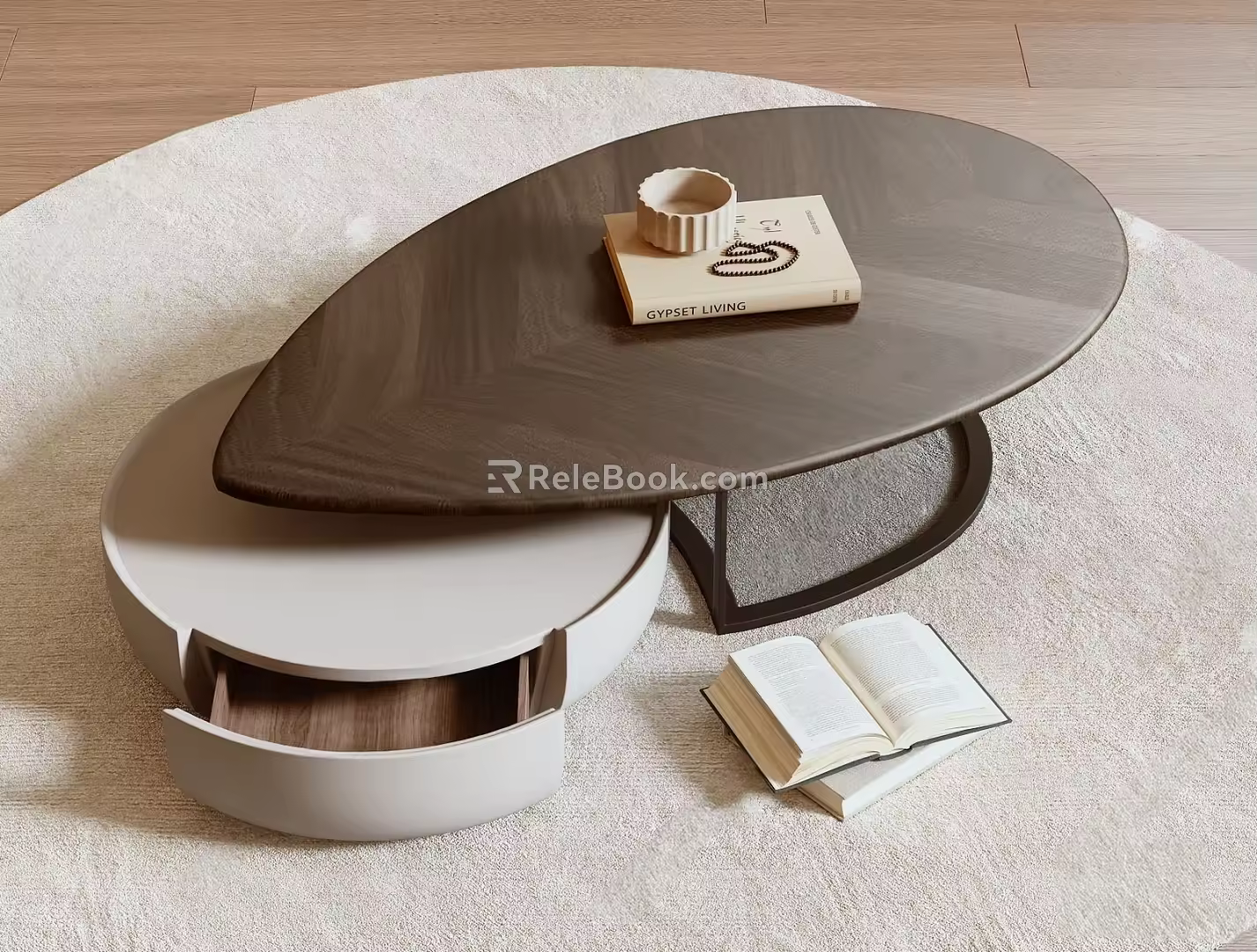 Coffee table baxter coffee table wooden tea table side table 3d model