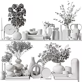 Elegant Decorative Ornament Set With Vases Dried Flowers Green Plants Candles Clock And Diffusers