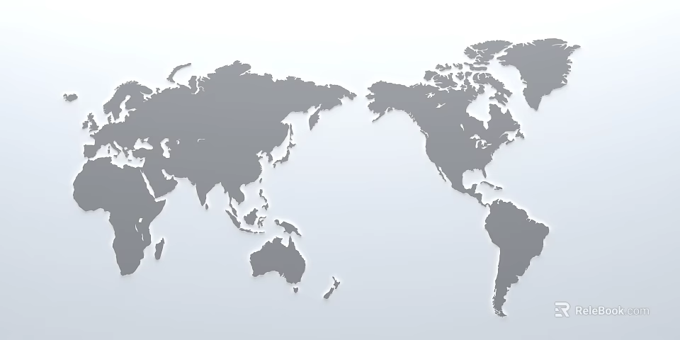 Stylish Minimalist World Map Wall Decor With Clear Continent Shapes 3d model 