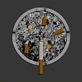 Metallic Decorative Ashtray Ornament Set With Cigarette Butts And Ash