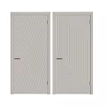 Modern Interior Double Hinged Doors With White Wavy Line Design 3d model