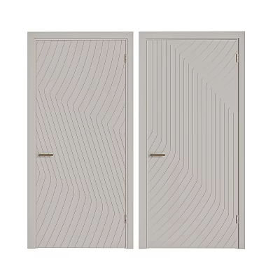 Modern Interior Double Hinged Doors With White Wavy Line Design 3d model