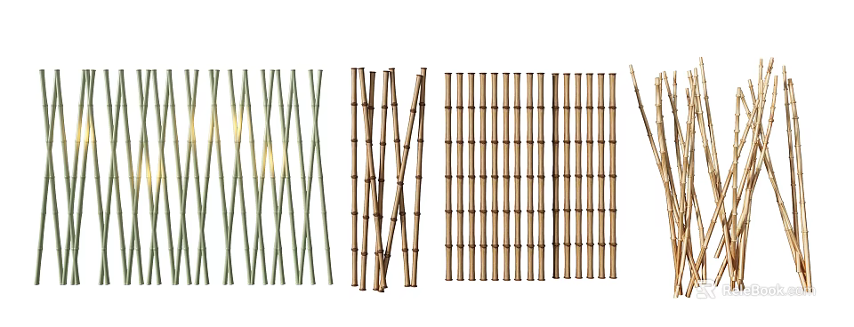 Bamboo Room Dividers With Various Styles And Natural Materials For Home Decor 3d model 
