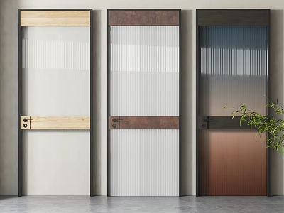Modern swing door Changhong glass single door combination 3d model