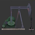 Industrial Oil Pump Jack Equipment With Steel Frame Green Motor And Concrete Base