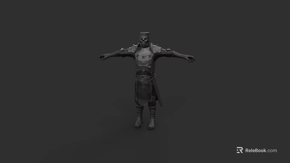 Game Movie Character Armored Warrior 3D Model Standing Pose With Detailed Armor 3d model 
