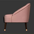 Pink Modern Sofa with Tufted Backrest and Wooden Legs Featuring Metal Accents