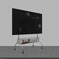 Modern Mobile TV Stand With Large Screen TV And Storage Shelf 3d model