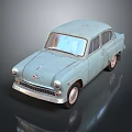 Light Blue Vintage Car With Classic Design And Shiny Surface Reflection 3d model