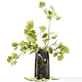 Decorative Ornament Set With Dark Glass Vases And Eucalyptus Greenery Home