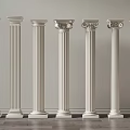 Classical Architectural Columns With Various Design Styles And White Finish Details