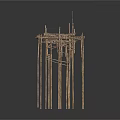 Natural Brown Bamboo Scene Components With Simple High Leg Stand Structures