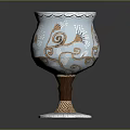 Decorative Blue And Gold Goblet With Spiral Patterns Sun Motifs And Intricate Base
