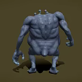 Grotesque Blue Monster Character With Multiple Yellow Eyes Sharp Teeth And Long Limbs 3d model