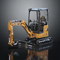 CAT Compact Mini Excavator With Tracked Chassis Transparent Cabin And Bucket 3d model