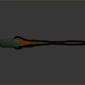 Knife With Black Blade Orange And Green Handle And Black Lanyard
